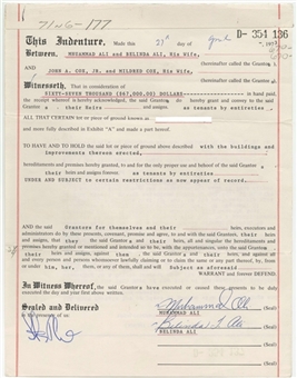 1973 Muhammad Ali Signed House Purchase Agreement - To Grandparents of Kobe Bryant!